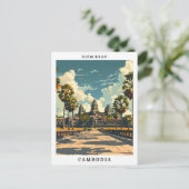 Siem Reap Cambodja Elegante Kunst Vintage Reizen Briefkaart (Staand voorkant)