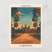 Siem Reap Cambodja Elegante Kunst Vintage Reizen Briefkaart (Voorkant)