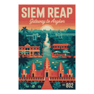 Siem Reap Cambodja Retro Reisposter Kunst Perfect Poster