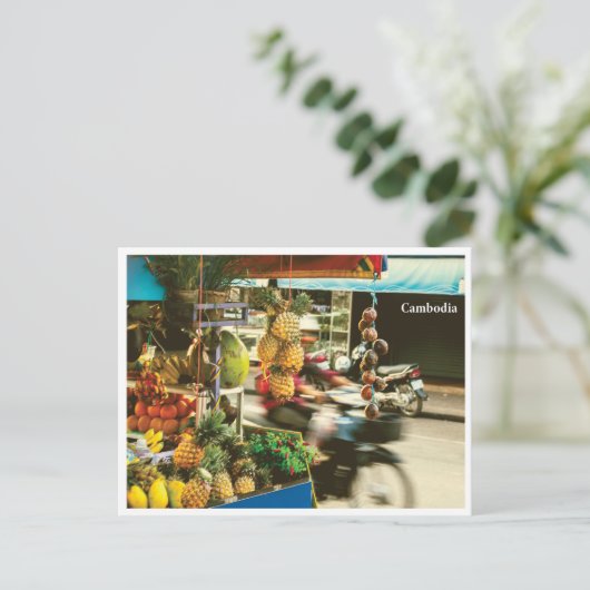 Siem Reap Fruit Market – Travel Postcard Feestdagenkaart (Staand voorkant)