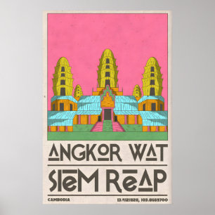 Siem Reap Reisposter, Geometrische Tempelkunst Poster