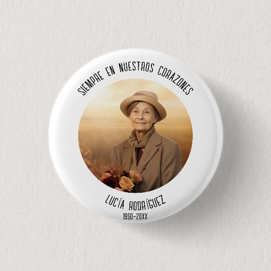 Siempre en Nuestros Corazones Spaanse begrafenis Ronde Button 3,2 Cm (Voorkant)