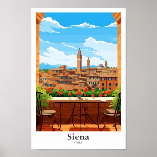 Siena Italië Art Travel  Illustratie Poster (Voorkant)