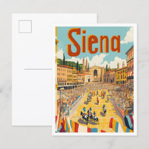 Siena Italië Art Vintage Travel Illustratie Briefkaart