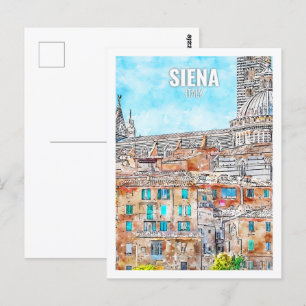 Siena Italië Beroemde Reisplaats Waterverf Briefkaart
