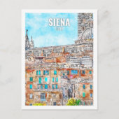 Siena Italië Beroemde Reisplaats Waterverf Briefkaart (Voorkant)