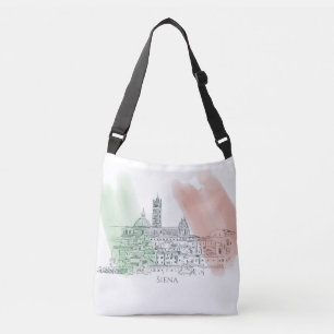 Siena Italië Italiaanse vlag en inkttekening Crossbody Tas