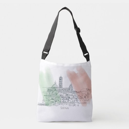 Siena Italië Italiaanse vlag en inkttekening Crossbody Tas (Voorkant)