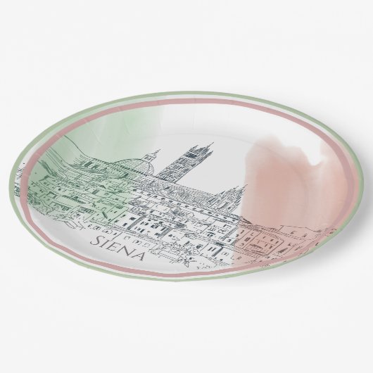 Siena Italië met Italiaanse vlaggestekker Papieren Bordje (Gekanteld)