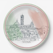 Siena Italië met Italiaanse vlaggestekker Papieren Bordje (Voorkant)