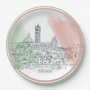 Siena Italië met Italiaanse vlaggestekker Papieren Bordje