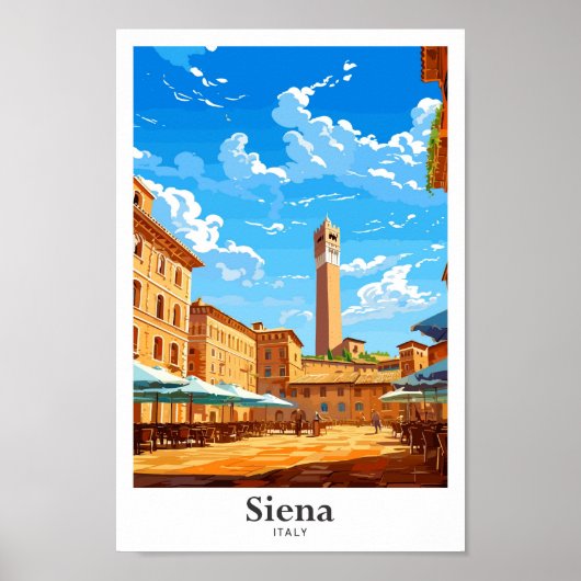 Siena Italië Reizen Kunst Vintage Illustratie Poster (Voorkant)