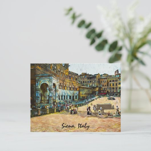 Siena Italië Stad olieverfschilderij Briefkaart (Staand voorkant)