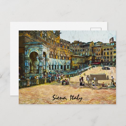 Siena Italië Stad olieverfschilderij Briefkaart (Voorkant / Achterkant)