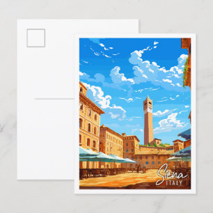 Siena Italië vintage reisillustratie Briefkaart