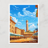 Siena Italië vintage reisillustratie Briefkaart (Voorkant)
