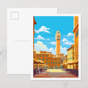 Siena Italië vintage reisillustratie Briefkaart