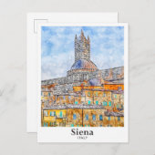 Siena Italië Waterverf Schets Hand getekend Briefkaart (Voorkant / Achterkant)