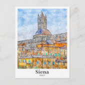 Siena Italië Waterverf Schets Hand getekend Briefkaart (Voorkant)