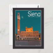 Siena - Palazzo Pubblico Night Briefkaart (Voorkant / Achterkant)