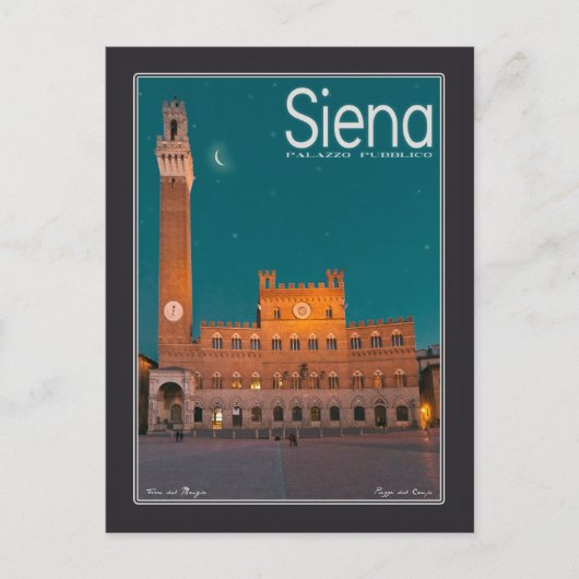 Siena - Palazzo Pubblico Night Briefkaart (Voorkant)