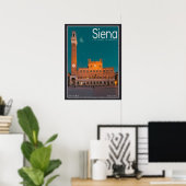 Siena - Palazzo Pubblico Night Poster (Thuiskantoor)