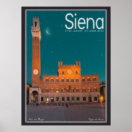 Siena - Palazzo Pubblico Night Poster (Voorkant)