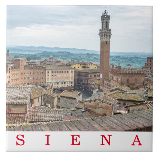 Siena Piazza del Campo uitzicht keramische tegel Tegeltje (Voorkant)