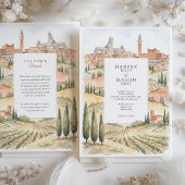 Siena Toscane Aquarel Skyline Bruiloft Kaart