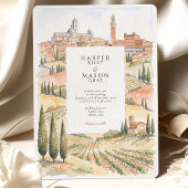 Siena Toscane Aquarel Skyline Bruiloft Kaart