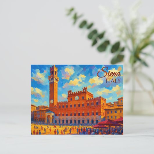  Siena Toscane Italië Retro Europa Reizen Briefkaart (Staand voorkant)