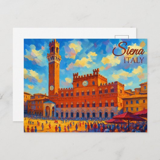  Siena Toscane Italië Retro Europa Reizen Briefkaart (Voorkant / Achterkant)