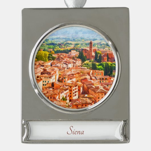 Siena Waterverf Schilderen Kunst Ornament Verzilverd Banner Ornament (Voorkant)
