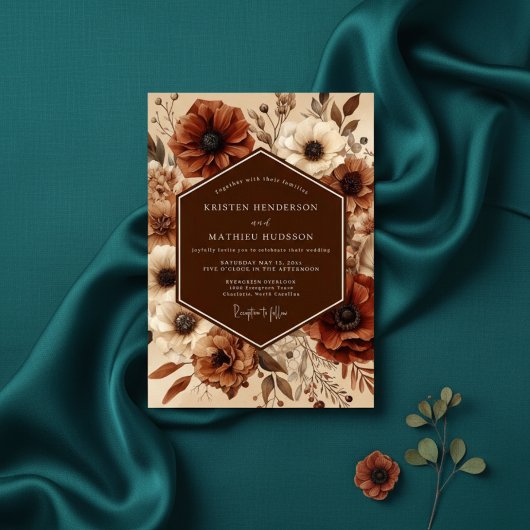 Sienna Anemone Herfst Romantische Bruiloft Kaart