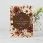 Sienna Anemone Herfst Romantische Bruiloft Kaart (Staand voorkant)