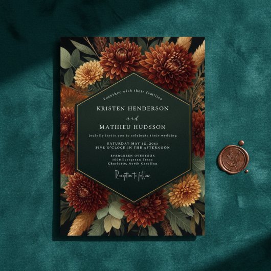 Sienna Bloom Autumn Romance Wedding Kaart