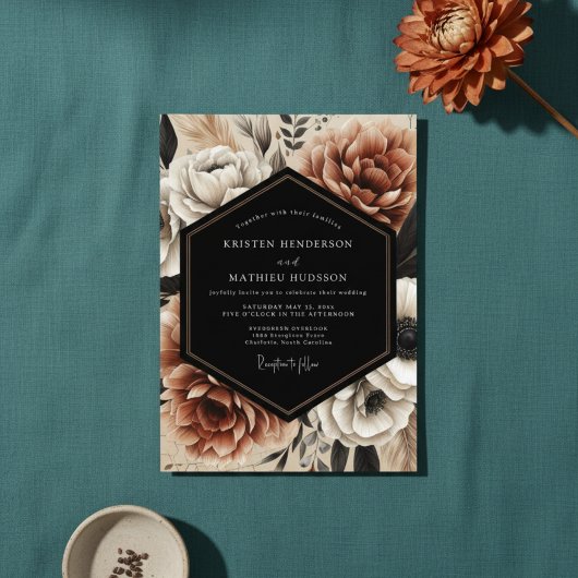 Sienna Bloom Moody Bruiloft Kaart