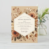 Sienna Bloom Rustic Wedding Kaart (Staand voorkant)