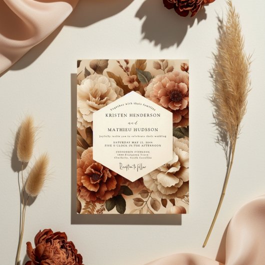 Sienna Bloom Wedding Kaart