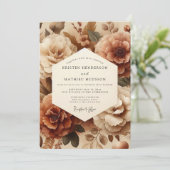 Sienna Bloom Wedding Kaart (Staand voorkant)