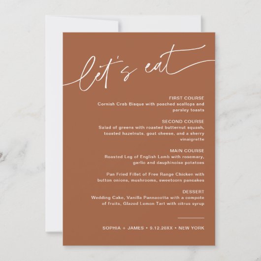 SIENNA Bohemian Weddenschap-menu 5x7 Kaart (Voorkant)