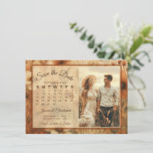 Sienna Boho Floral Medley Calendar & Photo Wedding Save The Date (Staand voorkant)