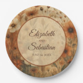 Sienna Boho Watercolor Floral Elegant Wedding Papieren Bordje (Voorkant)