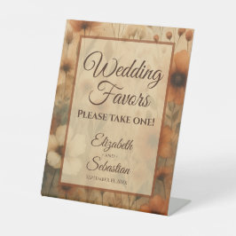 Sienna Boho Watercolor Floral Wedding Favors Sign Reclamebord Met Voetstuk
