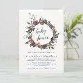 Sienna Botanical | Waterverf Wreater Baby shower Kaart (Staand voorkant)