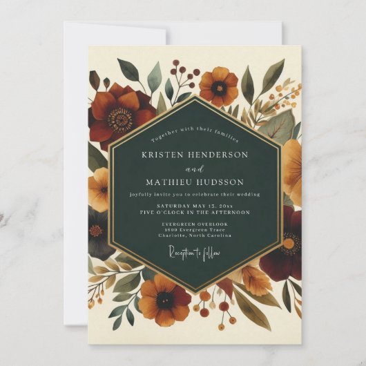 Sienna Botanical Whimsy Wedding Kaart (Voorkant)