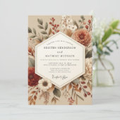 Sienna Botanische Herfst Romantische Bruiloft Kaart (Staand voorkant)