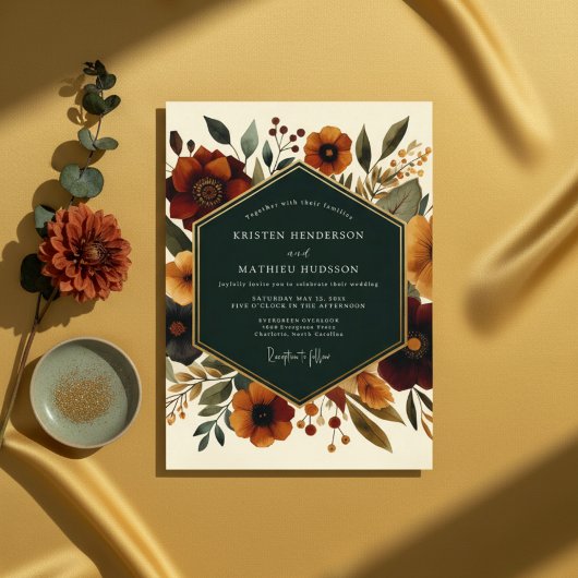 Sienna Botanische Whimsy Bruiloft Kaart