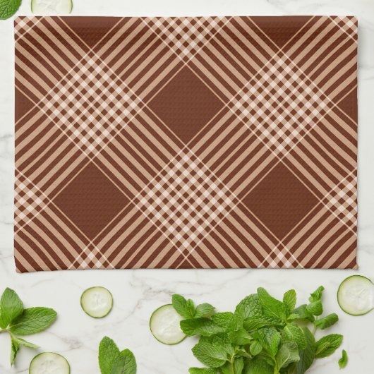 Sienna Brown and White Pset Theedoek (Gevouwen)