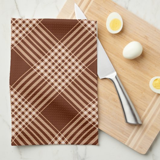 Sienna Brown and White Pset Theedoek (Quarter Fold)
